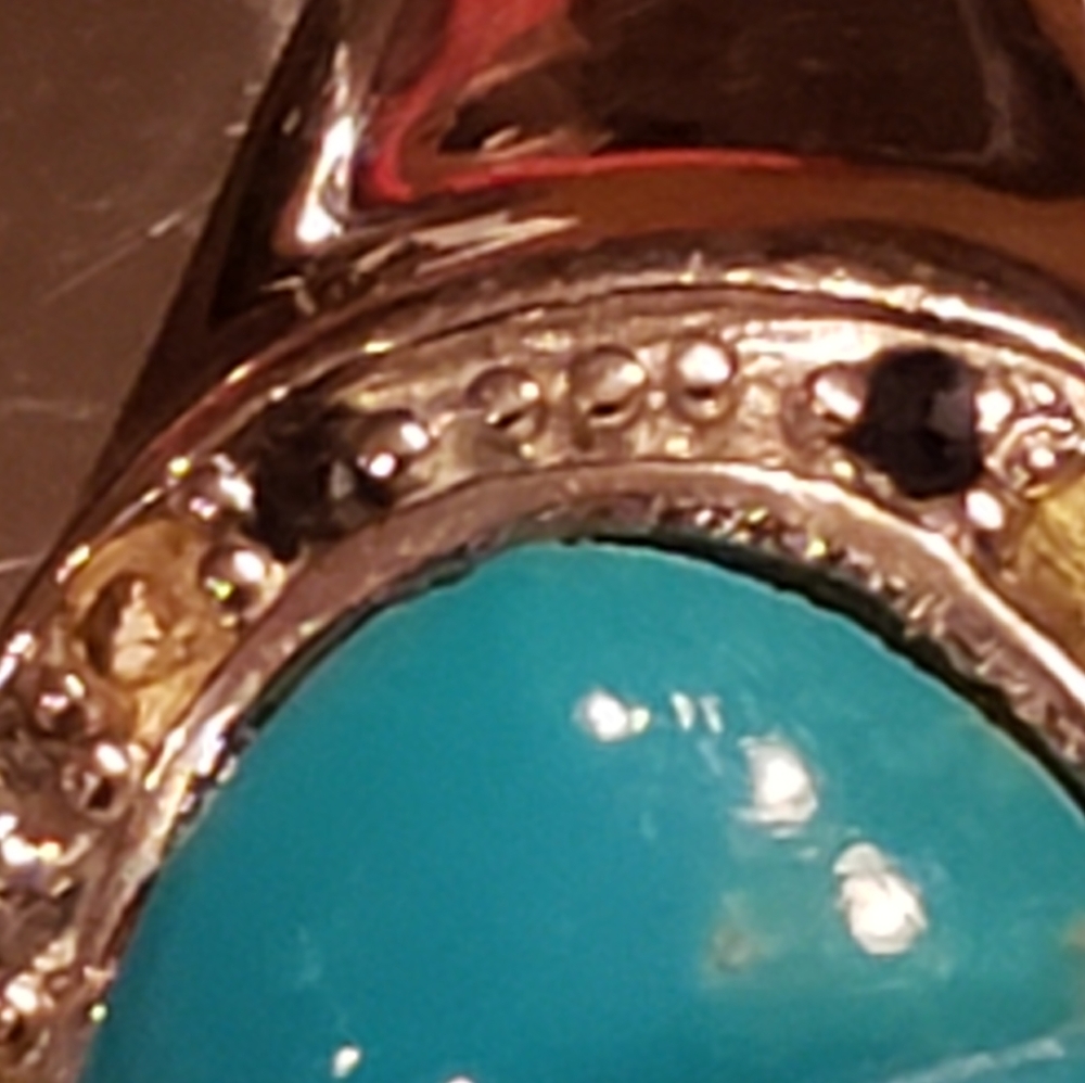 Turquoise SS surrounded by gemstone ring - Picture 4 of 5